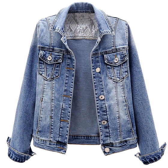 2025 spring new Korean version of versatile slim fit slim elastic denim jacket for women short long-sleeved top jacket 2025 spring new Korean version of versatile slim fit slim elastic denim jacket for women short long-sleeved top jacket