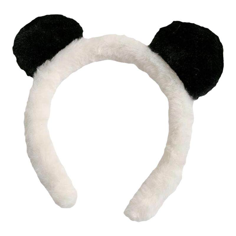 Diadema Y Banda Para El Cabello De Orejas De Panda (2 Piezas): Suave Toalla Para Lavar La Cara Y Accesorios De Baño