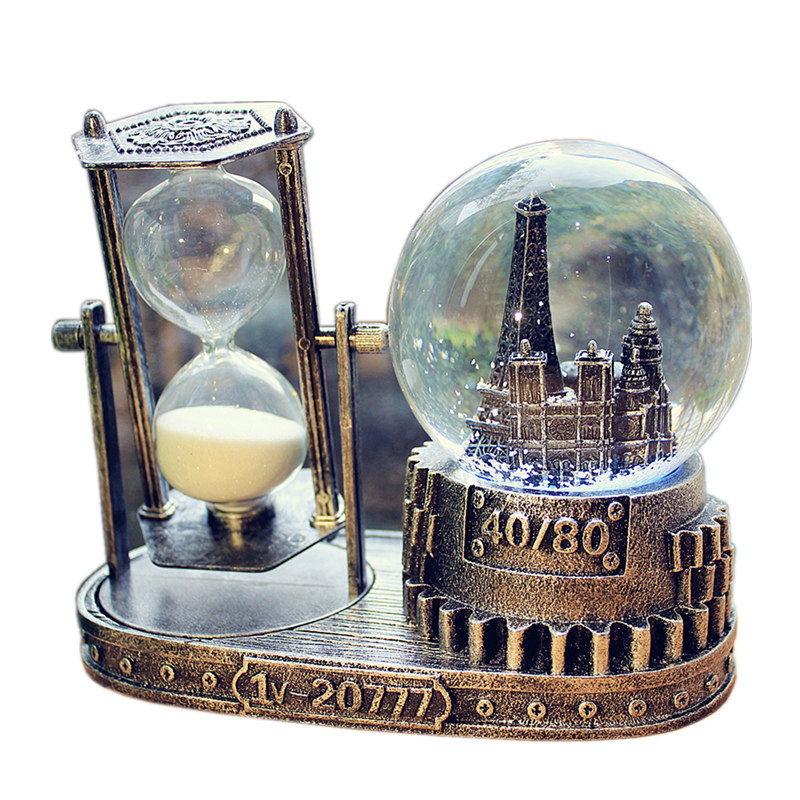 Caja de Música Reloj de Arena Retro con Copo de Nieve Regalo con