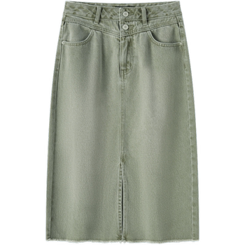 Semir high waist slit straight denim skirt for women Semir high waist slit straight denim skirt for women
