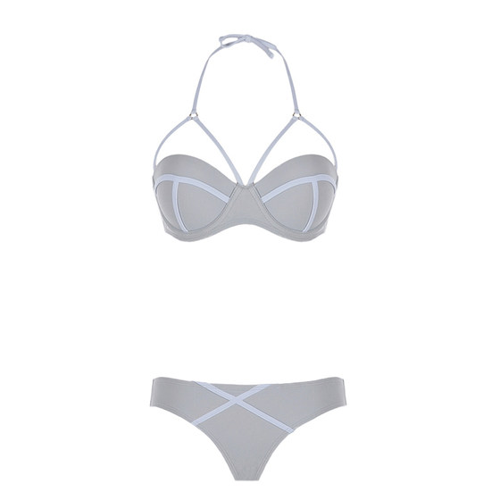 OceanMystery's new sexy breast-showing grey hollow strap split three-point swimsuit women's bikini
OceanMystery's new sexy breast-showing grey hollow strap split three-point swimsuit women's bikini