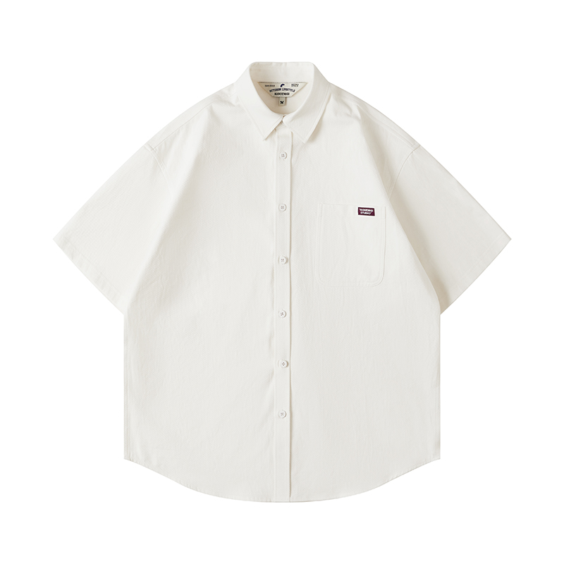 Kouemgi Men's 100% Cotton Short Sleeve Shirt - Solid Color