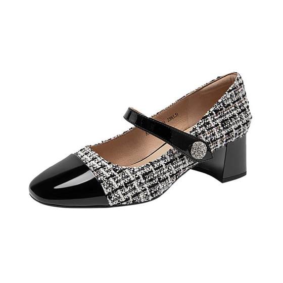 Qianbaidu women's shoes autumn new Mary Zhen shoes color-blocking high heel light-mouthed single shoes thick heel commuting small fragrance style
Qianbaidu women's shoes autumn new Mary Zhen shoes color-blocking high heel light-mouthed single shoes thick heel commuting small fragrance style