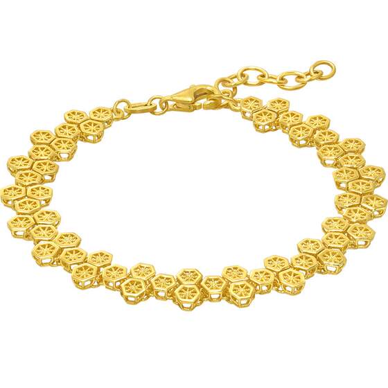Zhou Shengsheng Jewelry gin gold 3D printing three-dimensional hollow honeycomb flash gold bracelet 94521B Zhou Shengsheng Jewelry gin gold 3D printing three-dimensional hollow honeycomb flash gold bracelet 94521B