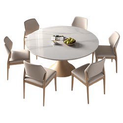 Log cream style ash solid wood slate round dining table Log cream style ash solid wood slate round dining table
