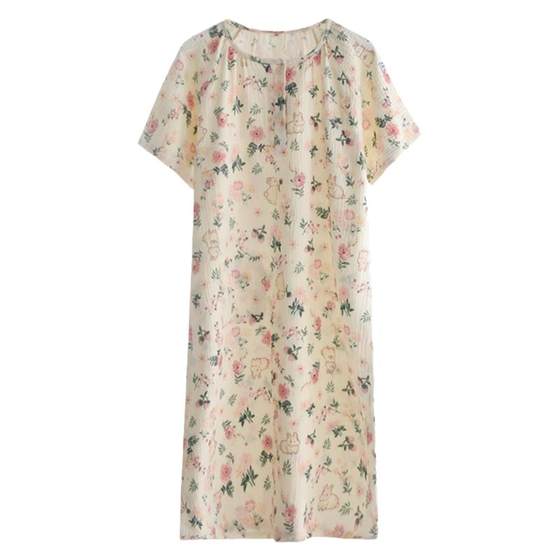 Garden printed nighttime ladies in summer pure cotton gauze double -layer thin loose short sleeve home service pajamas skirt
Garden printed nighttime ladies in summer pure cotton gauze double -layer thin loose short sleeve home service pajamas skirt