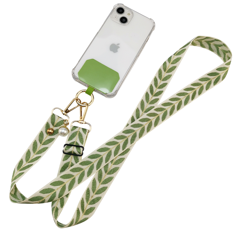 Jane Vine Leaf Pearl Lanyard - Mobile Phone Crossbody Strap