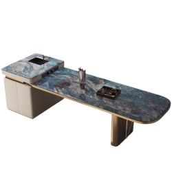 Light luxury marble island dining table high-end home restaurant Light luxury marble island dining table high-end home restaurant