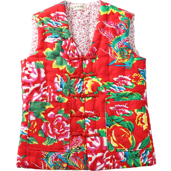 Pure handmade cotton big flower cloth lady vest autumn and winter intensive slimming warmth adult cotton clothing and button horse clip Pure handmade cotton big flower cloth lady vest autumn and winter intensive slimming warmth adult cotton clothing and button horse clip