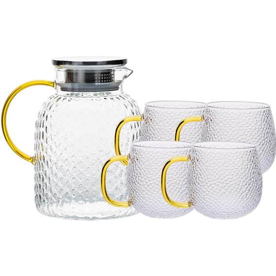 Modern housewife cold water kettle household high temperature resistant glass teapot large capacity glass kettle cold water cup set cold water kettle Modern housewife cold water kettle household high temperature resistant glass teapot large capacity glass kettle cold water cup set cold water kettle