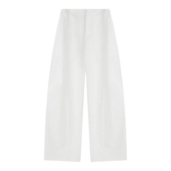 Fan Luo white straight-leg casual pants for women with high waist slimming cotton 2025 summer loose scimitar pants versatile wide-leg pants Fan Luo white straight-leg casual pants for women with high waist slimming cotton 2025 summer loose scimitar pants versatile wide-leg pants