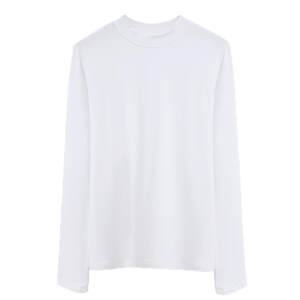 Women's 2025 new women's small stand-up collar top mid-collar white autumn clothes pure cotton modal long-sleeved T-shirt Women's 2025 new women's small stand-up collar top mid-collar white autumn clothes pure cotton modal long-sleeved T-shirt