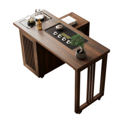 Ebony wood movable swivel tea table and chair combination Ebony wood movable swivel tea table and chair combination