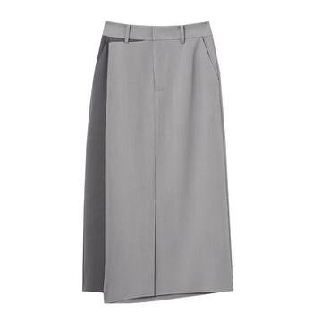 Amii2025 summer new commuter style irregular contrast color spliced slit straight skirt skirt women's suit skirt Amii2025 summer new commuter style irregular contrast color spliced slit straight skirt skirt women's suit skirt