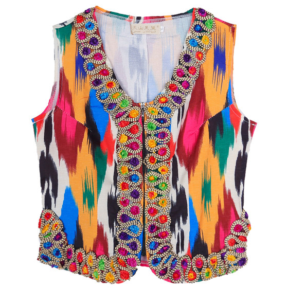 Xinjiang dance performance costume ethnic characteristics Edreth short vest Uyghur square dance slim vest
Xinjiang dance performance costume ethnic characteristics Edreth short vest Uyghur square dance slim vest
