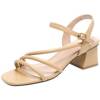 Strap sandals elegant simple high heel square head Strap sandals elegant simple high heel square head