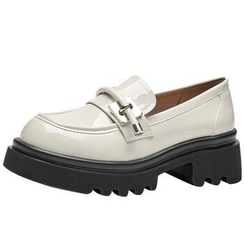 Gomeqi patent leather thick heel round-head leather shoes
 Gomeqi patent leather thick heel round-head leather shoes