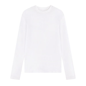 Pusumede everyone has a white round neck knitted base shirt for women with long-sleeved T-shirt loose versatile top 
Pusumede everyone has a white round neck knitted base shirt for women with long-sleeved T-shirt loose versatile top