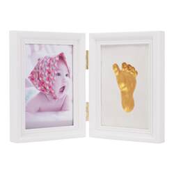 Baby hand and foot prints, full moon footprints, solid wood photo frame commemoration Baby hand and foot prints, full moon footprints, solid wood photo frame commemoration