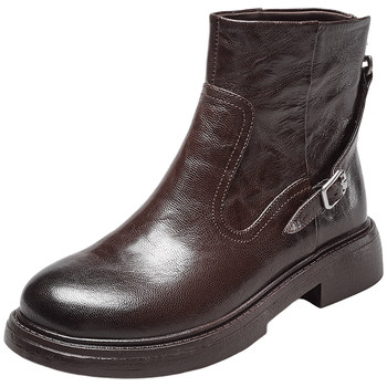 Yierkan sheepskin brown slim boots for women 2025 autumn and winter new thick-soled Martin boots thick heel fashion short boots for women Yierkan sheepskin brown slim boots for women 2025 autumn and winter new thick-soled Martin boots thick heel fashion short boots for women