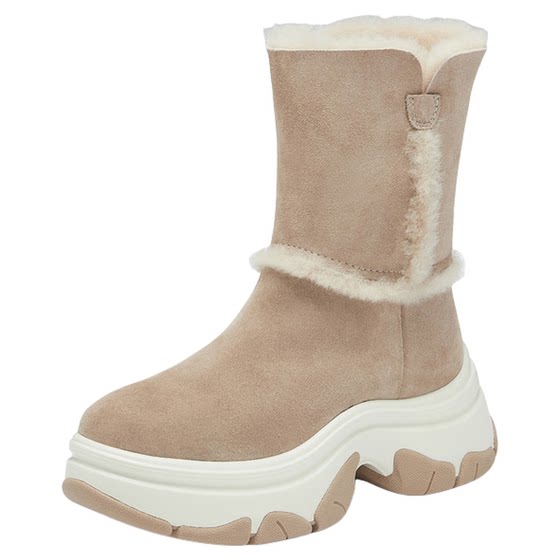Sijiatu winter retro snow boots mid-boot thick sole height-enhancing and warm fashion boots women's boots Y1116DZ4 Sijiatu winter retro snow boots mid-boot thick sole height-enhancing and warm fashion boots women's boots Y1116DZ4