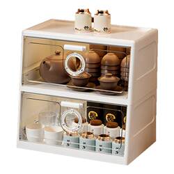 Tea set storage box storage high-end portable Kung Fu bowl and cup storage box dust-proof transparent desktop storage home Tea set storage box storage high-end portable Kung Fu bowl and cup storage box dust-proof transparent desktop storage home