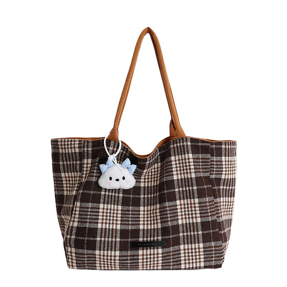 Plaid bag women's 2025 new trendy autumn and winter lightweight class commuting tote bag large capacity cloth bag shoulder bag 
Plaid bag women's 2025 new trendy autumn and winter lightweight class commuting tote bag large capacity cloth bag shoulder bag