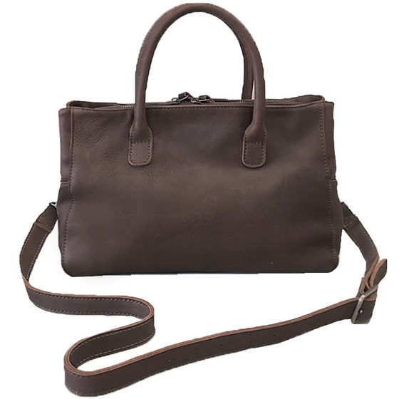 Three -layer commute bag Ms. Retro Simple Large Capacity Real Cechin Shoulder Shoulder -handed OL workplace office workers
 Three -layer commute bag Ms. Retro Simple Large Capacity Real Cechin Shoulder Shoulder -handed OL workplace office workers