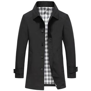 Romon Men's Mid-Length Lapel Windbreaker Slim Business 
Romon Men's Mid-Length Lapel Windbreaker Slim Business