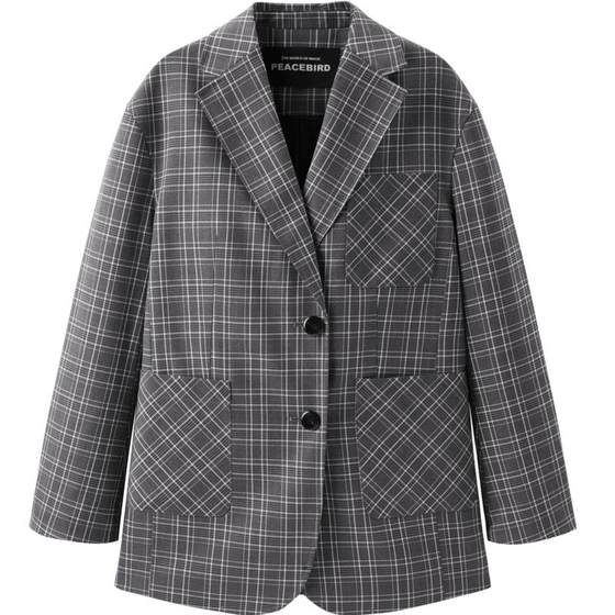 Peacebird printed plaid blazer for women loose spring women's suit gray high-end sense
Peacebird printed plaid blazer for women loose spring women's suit gray high-end sense