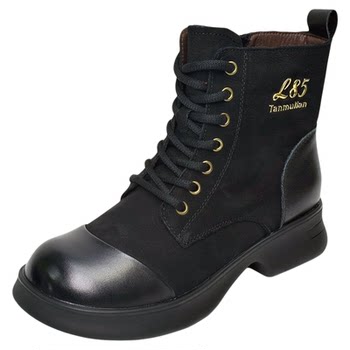 DaYaYa Dock layer cowhide mid-heeled Martin boots DaYaYa Dock layer cowhide mid-heeled Martin boots