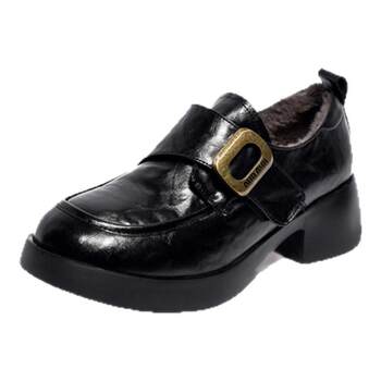 DaYaYa plus size women's shoes thick heel retro furry shoes DaYaYa plus size women's shoes thick heel retro furry shoes