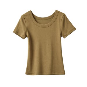 Youkesi Wood Fiber Thin Women's Thread Slim Fit T-shirt Big Round Neck Short Sleeve Bottom Shirt Shandong Online Store Youkesi Wood Fiber Thin Women's Thread Slim Fit T-shirt Big Round Neck Short Sleeve Bottom Shirt Shandong Online Store