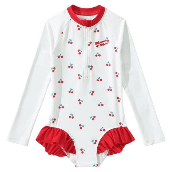 Disney children's swimsuit girls 2025 new girls swimsuit beach vacation one-piece long sleeve warm swimsuit Disney children's swimsuit girls 2025 new girls swimsuit beach vacation one-piece long sleeve warm swimsuit
