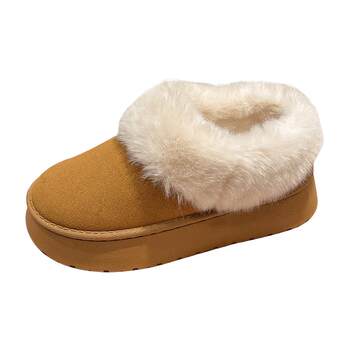 Nonglirenjia large size women's shoes 40-42 short boots winter thick-soled snow boots plus velvet large cotton shoes fur shoes for wide fat feet Nonglirenjia large size women's shoes 40-42 short boots winter thick-soled snow boots plus velvet large cotton shoes fur shoes for wide fat feet