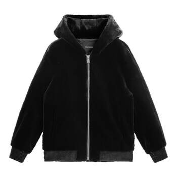 Peacebird men's winter black hooded jacket men's velvet warm zipper fashionable casual versatile jacket Peacebird men's winter black hooded jacket men's velvet warm zipper fashionable casual versatile jacket