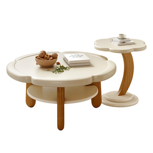 Solid wood coffee table, cream round side table, creative flower small table, home living room tea table, high-end log style tea table 
Solid wood coffee table, cream round side table, creative flower small table, home living room tea table, high-end log style tea table