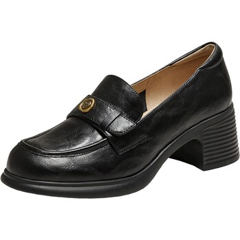 TATA her thick heel British loafers women's shoes shallow high heels 2025 new leather shoes 7A524AA5 TATA her thick heel British loafers women's shoes shallow high heels 2025 new leather shoes 7A524AA5