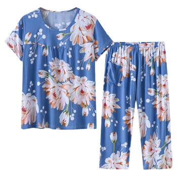 Mom's pajamas set middle-aged and elderly cotton silk home clothes Mom's pajamas set middle-aged and elderly cotton silk home clothes