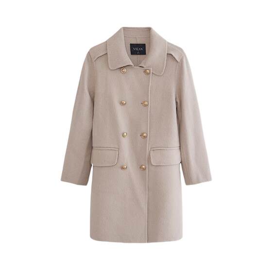 vilan/Huilan double-breasted woolen coat for women 2025 winter new thickened medium-length double-sided cashmere woolen vilan/Huilan double-breasted woolen coat for women 2025 winter new thickened medium-length double-sided cashmere woolen