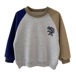 Children's all-in-one velvet crew neck cartoon sweatshirt Children's all-in-one velvet crew neck cartoon sweatshirt
