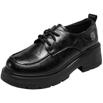 Yierkang thick-soled loafers for women 2025 new spring and autumn British style lace-up Mary Zhen single shoes height-enhancing leather shoes Yierkang thick-soled loafers for women 2025 new spring and autumn British style lace-up Mary Zhen single shoes height-enhancing leather shoes