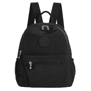 Small new backpack women's nylon cloth leisure tourism shopping bag solid color zipper mezzanine can prevent waterproof Small new backpack women's nylon cloth leisure tourism shopping bag solid color zipper mezzanine can prevent waterproof