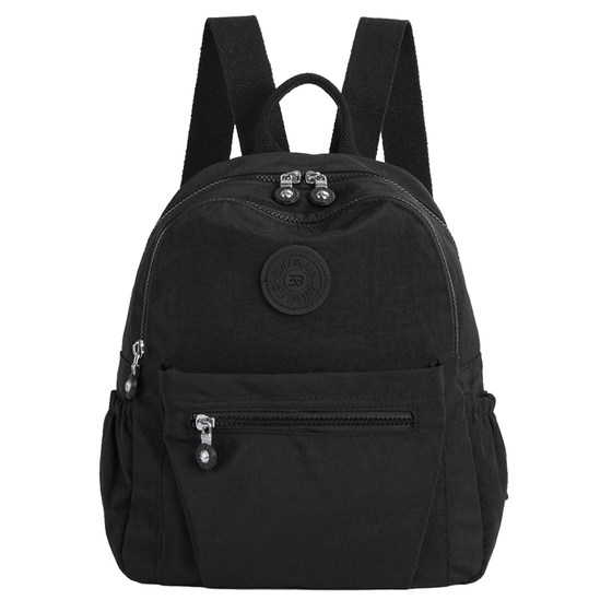 Small new backpack women's nylon cloth leisure tourism shopping bag solid color zipper mezzanine can prevent waterproof Small new backpack women's nylon cloth leisure tourism shopping bag solid color zipper mezzanine can prevent waterproof