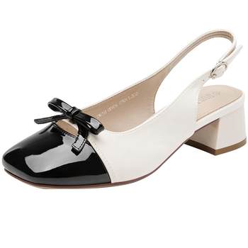 Dadong rear hollow sandals women's shoes 2025 summer new style small fragrant style color-blocking Mary Zhen rear hollow low heel single shoes 0040
 Dadong rear hollow sandals women's shoes 2025 summer new style small fragrant style color-blocking Mary Zhen rear hollow low heel single shoes 0040