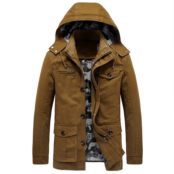 Autumn and winter pure cotton mid-length jacket for men's large size middle-aged and young men plus velvet thickened Korean version handsome disassembled hooded jacket 
Autumn and winter pure cotton mid-length jacket for men's large size middle-aged and young men plus velvet thickened Korean version handsome disassembled hooded jacket