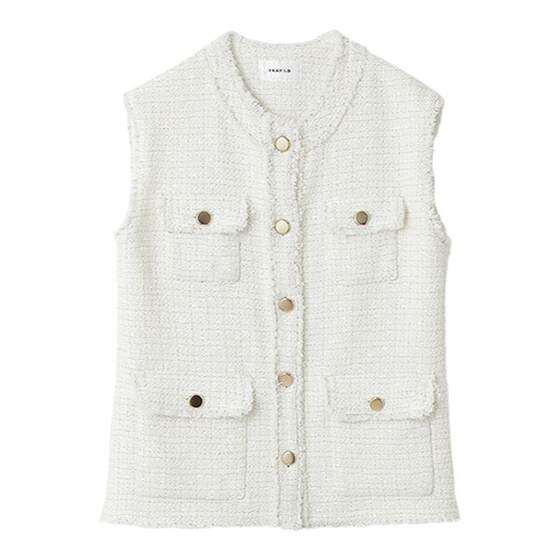 FRAY I.D Spring/Summer Vintage Sleeveless Vest Small Fragrant Vest Cardigan Coat FWFJ231029 FRAY I.D Spring/Summer Vintage Sleeveless Vest Small Fragrant Vest Cardigan Coat FWFJ231029