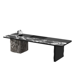 Modern, simple, light luxury and high-end solid wood large board tea table and chair combination designer's creative high-end slate tea table 
Modern, simple, light luxury and high-end solid wood large board tea table and chair combination designer's creative high-end slate tea table