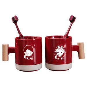 Wedding wash cup, a couple, toothbrush cup set, newlywed supplies, red ceramic mouthwash cup, dental cylinder 
Wedding wash cup, a couple, toothbrush cup set, newlywed supplies, red ceramic mouthwash cup, dental cylinder