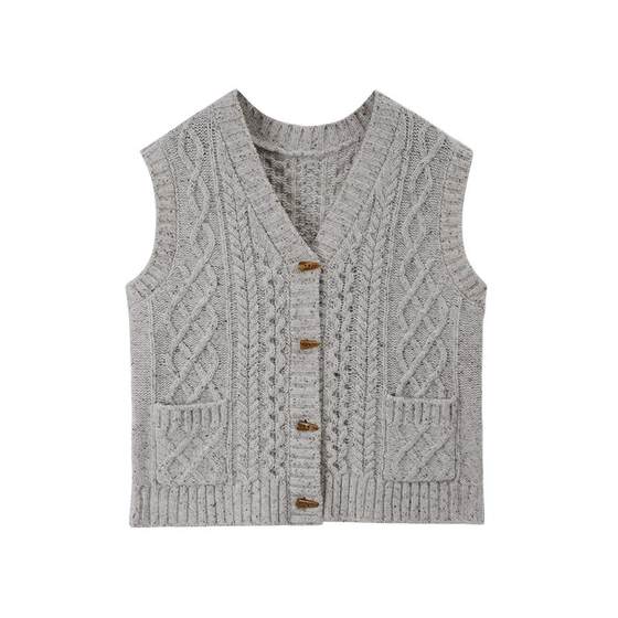NATCH/Nanzhi crimped wool knitted vest vest for women 2025 autumn and winter new horn button top high-end
NATCH/Nanzhi crimped wool knitted vest vest for women 2025 autumn and winter new horn button top high-end